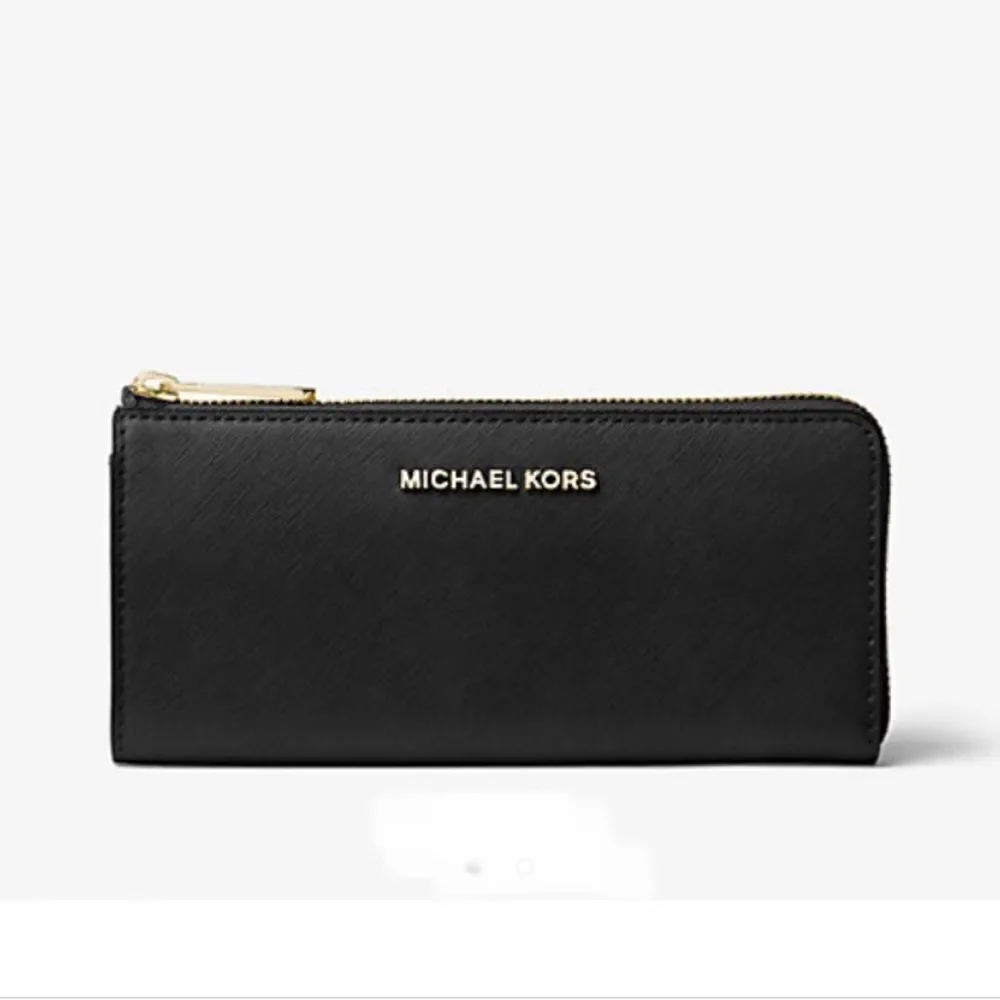 Michael Kors Jet Set Travel Large Saffiano Leather Quarter-Zip Wallet Bag Purse